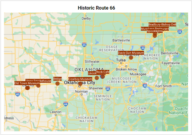 google map with plotted locations