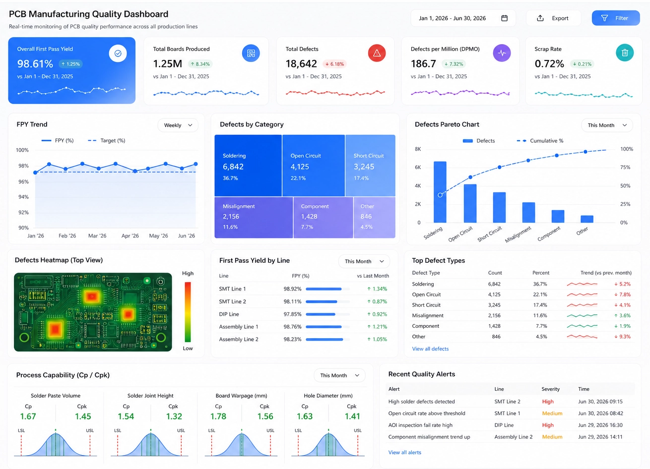 PCB Electronics Quality Dashboard