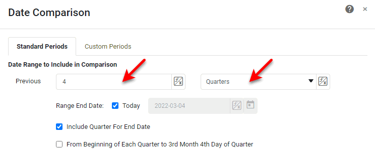 select comparison periods